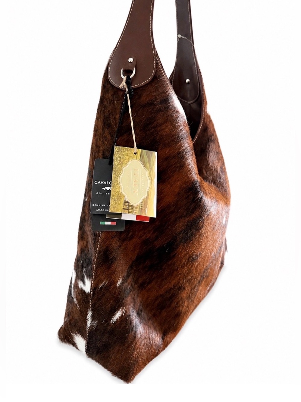 CAVALCANTI Genuine Cowhide Leather Hobo Shoulder Bag Made in Italy BNWT - Picture 4 of 10